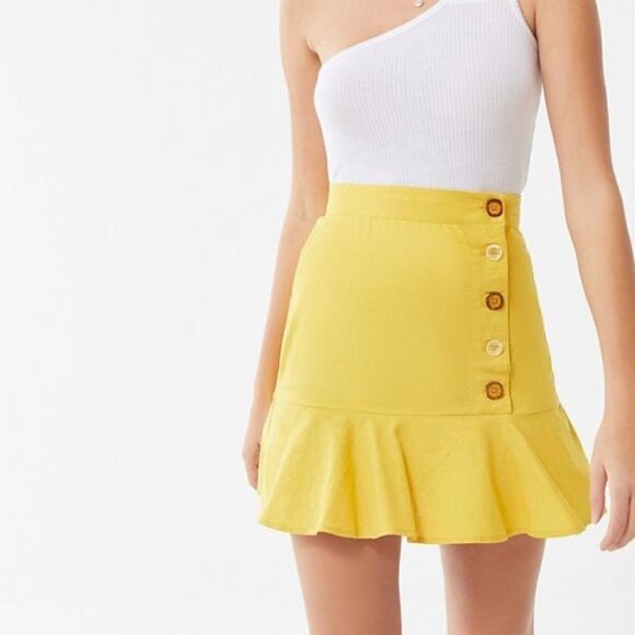 Urban Outfitters Lily Linen Button-Front Skirt - Picture 1 of 3